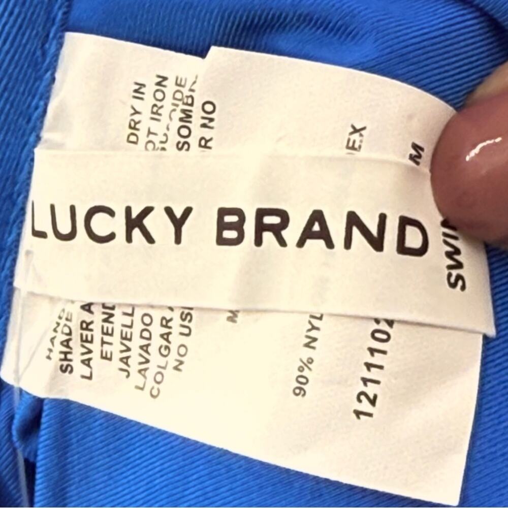 NWT Lucky Brand V-Neck Mixed Media Multi Print Cut Out One Piece Swimsuit Size L - Picture 12 of 13